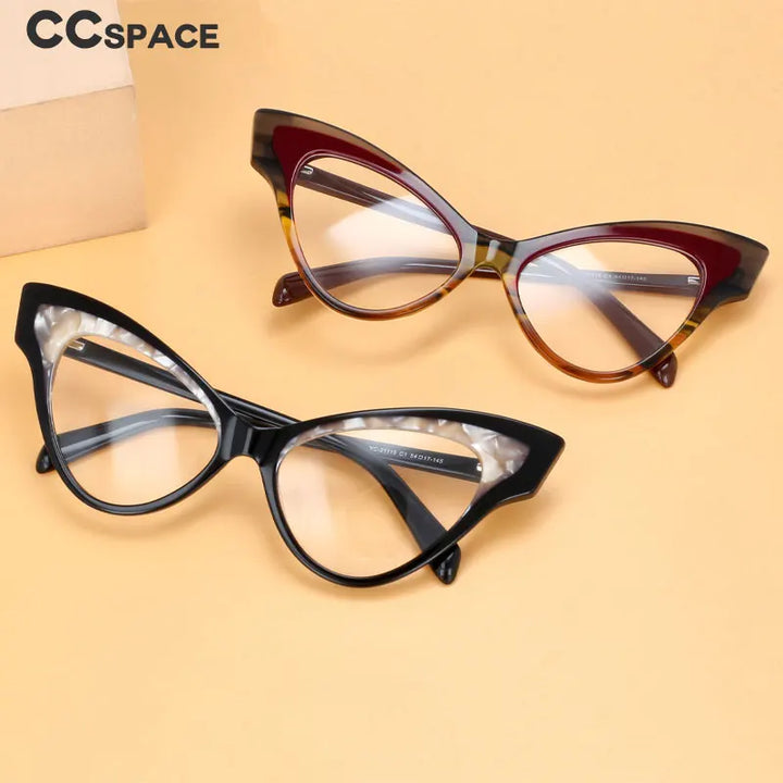 CCspace Unisex Full Rim Oversized Cat Eye Acetate Eyeglasses 55270 Full Rim CCspace   