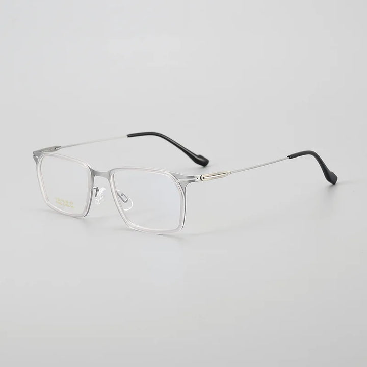 Hewei Unisex Full Rim Square Titanium Acetate Eyeglasses 204002 Full Rim Hewei silver  