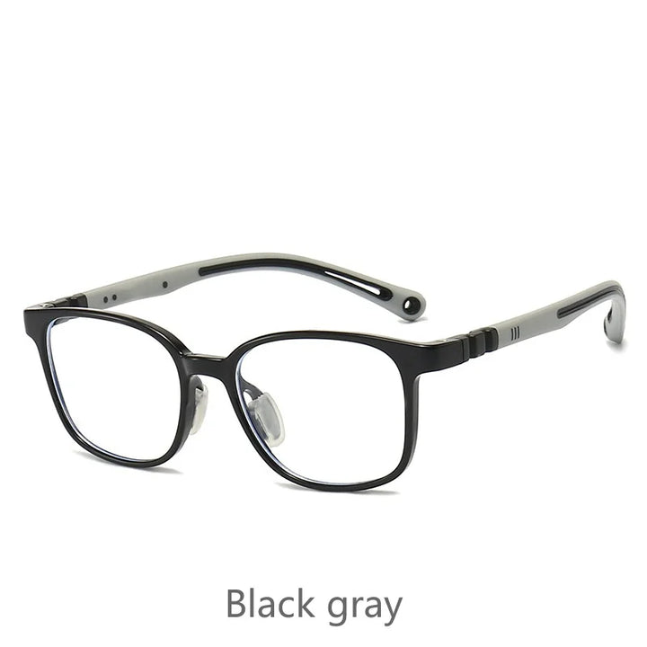 KatKani Unisex Children's Full Rim Square Tr 90 Eyeglasses D101 Full Rim KatKani Eyeglasses Black gray  