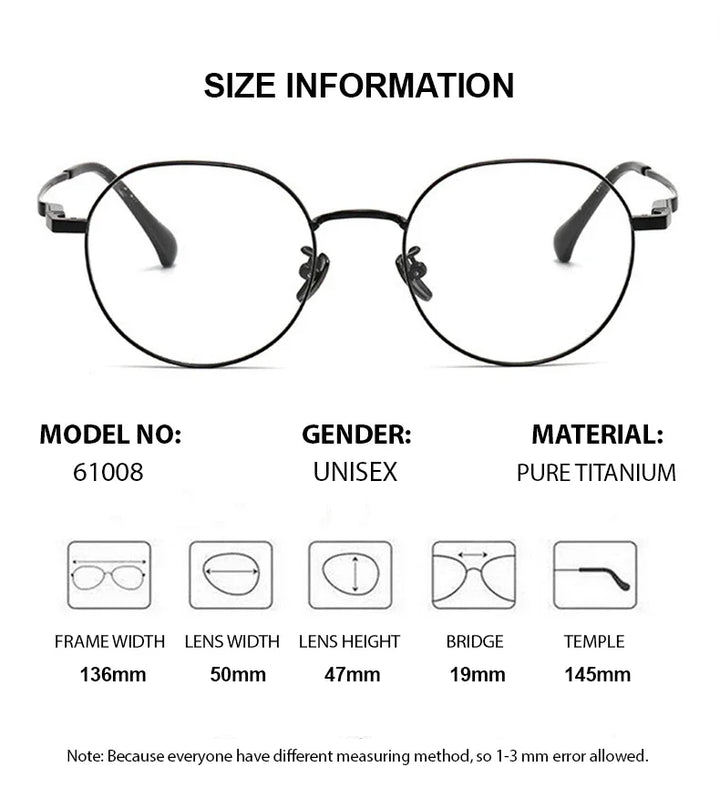 Summer Flower Women's Full Rim Flat Top Round Titanium Eyeglasses 61008