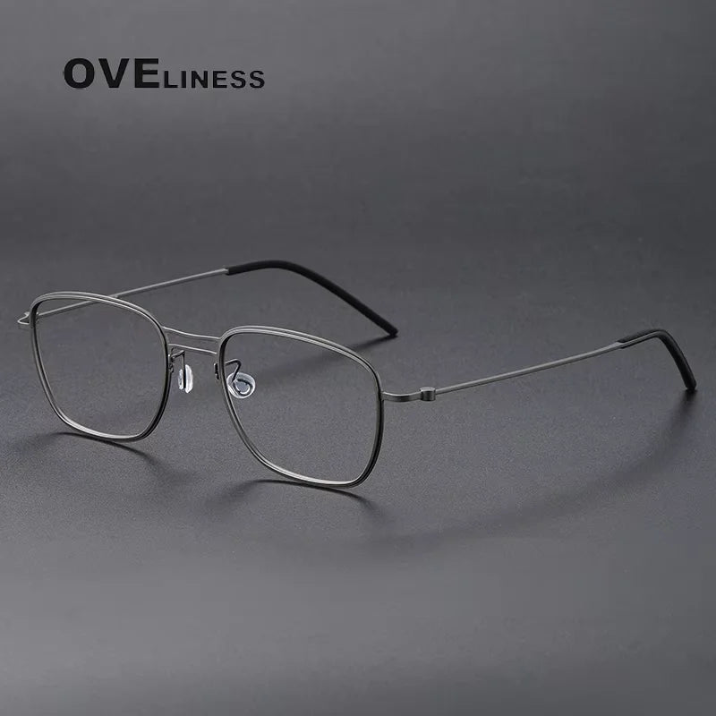 Oveliness Unisex Full Rim Square Double Bridge Titanium Eyeglasses 5524 Full Rim Oveliness gun  