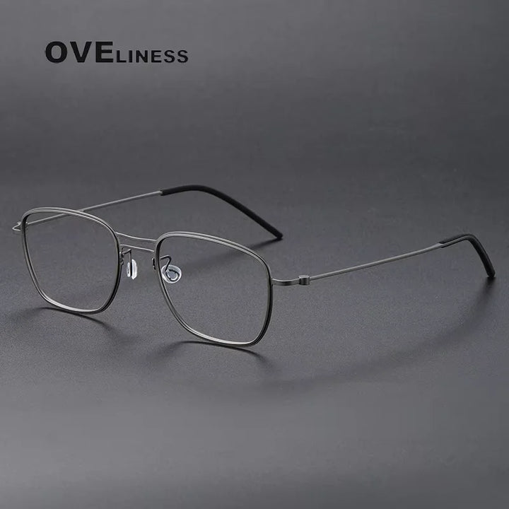 Oveliness Unisex Full Rim Square Double Bridge Titanium Eyeglasses 5524 Full Rim Oveliness gun  