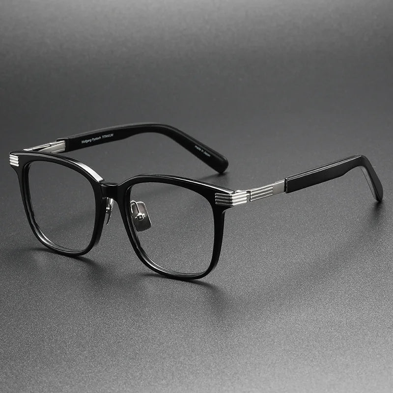 Aimee Unisex Full Rim Square Acetate Eyeglasses 12012 Full Rim Aimee Black-Silver  