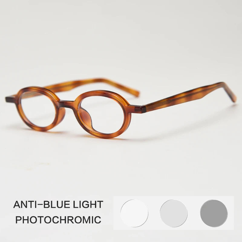 Gatenac Unisex Full Rim Round Acetate Photochromic Reading Glasses 69192