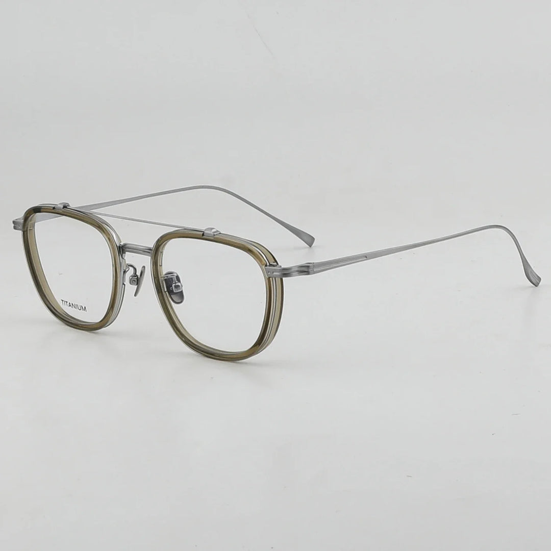 Aror Unisex Full Rim Square Double Bridge Titanium Acetate Eyeglasses 10197