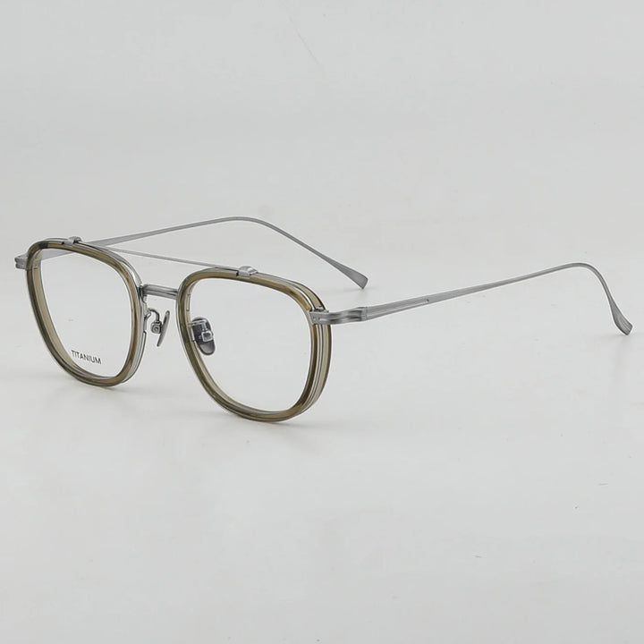 Aror Unisex Full Rim Square Double Bridge Titanium Acetate Eyeglasses 10197