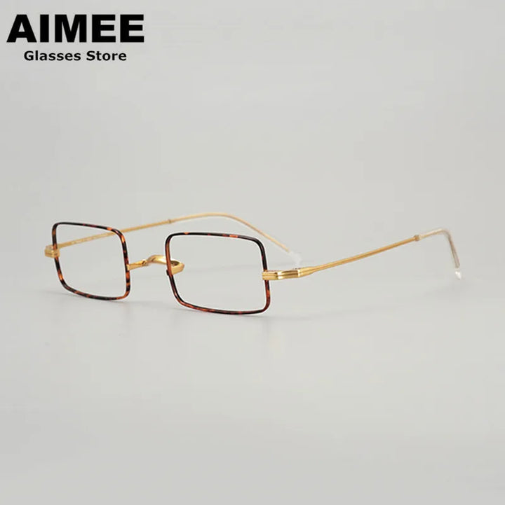 Aimee Unisex Full Rim Small Square Titanium Eyeglasses 88083 Full Rim Aimee Tortoise-Golden  