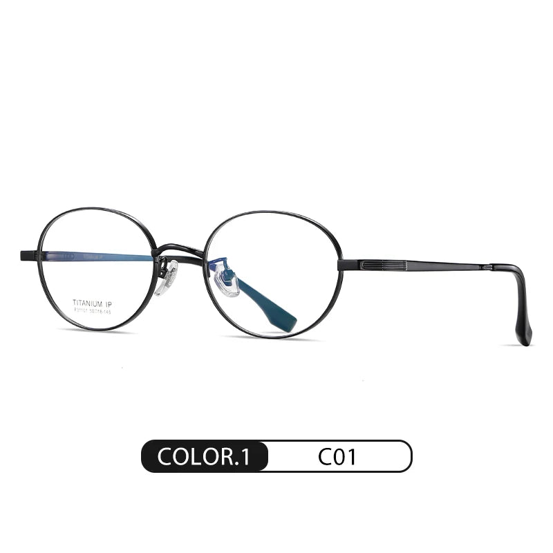 Reven Jate Unisex Full Rim Round Oval Titanium Eyeglasses 31101 Full Rim Reven Jate C01