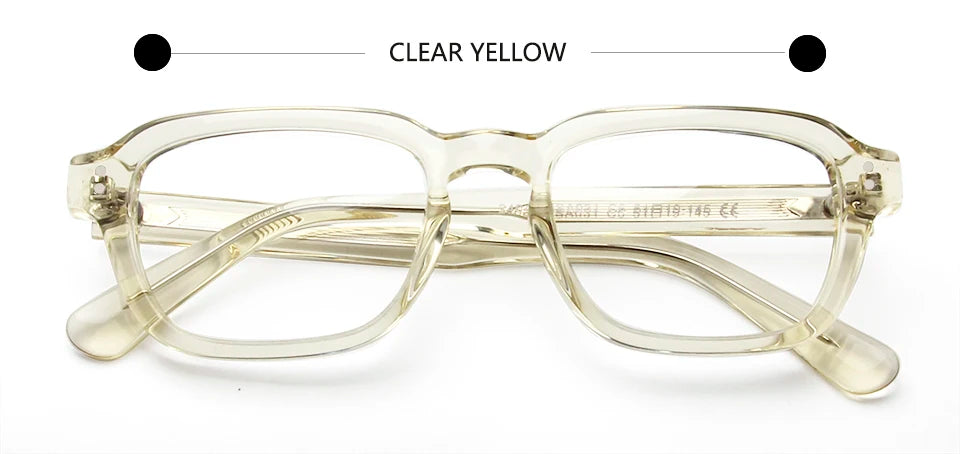 Esnbie Unisex Full Rim Square Thick Acetate Eyeglasses 23031 Full Rim Esnbie clear yellow  