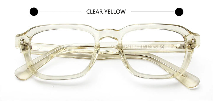 Esnbie Unisex Full Rim Square Thick Acetate Eyeglasses 23031 Full Rim Esnbie clear yellow  