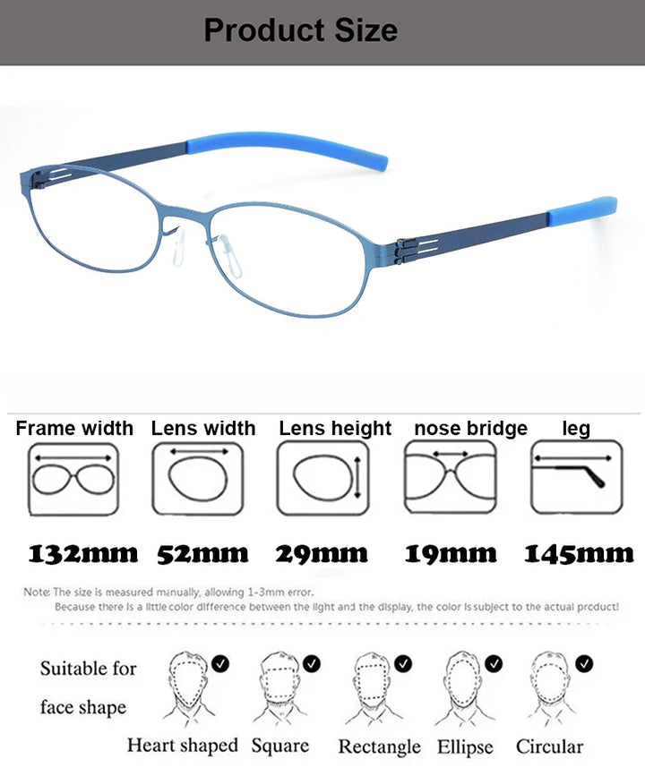 Aimee Women's Full Rim Oval Round Screwless Steel Eyeglasses 71003