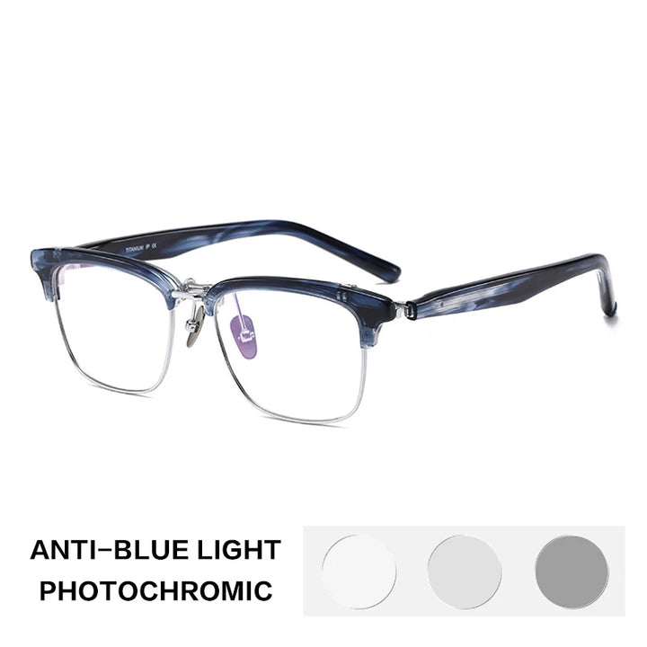 Gatenac Unisex Full Rim Flip Up Square Acetate Titanium Photochromic Reading Glasses 62796