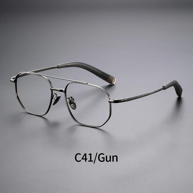 Hdcrafter Unisex Full Rim Big Square Double Bridge Titanium Eyeglasses 607518