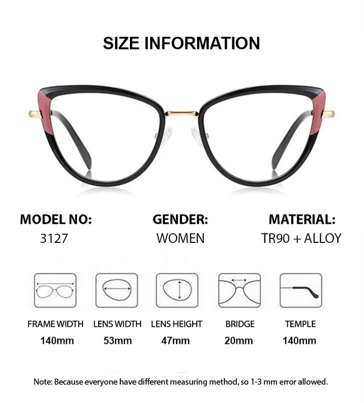 Summer Flower Women's Full Rim Cat Eye Tr 90 Titanium Eyeglasses 31274