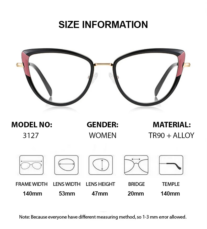 Summer Flower Women's Full Rim Cat Eye Tr 90 Titanium Eyeglasses 613127