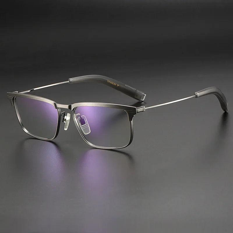 Muzz Men's Full Rim Square Titanium Acetate Eyeglasses 10131