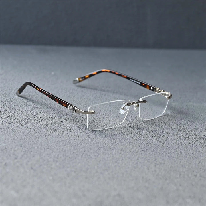 Cubojue Men's Rimless Square Alloy Acetate Eyeglasses 58026 Reading Glasses Cubojue M1 silver