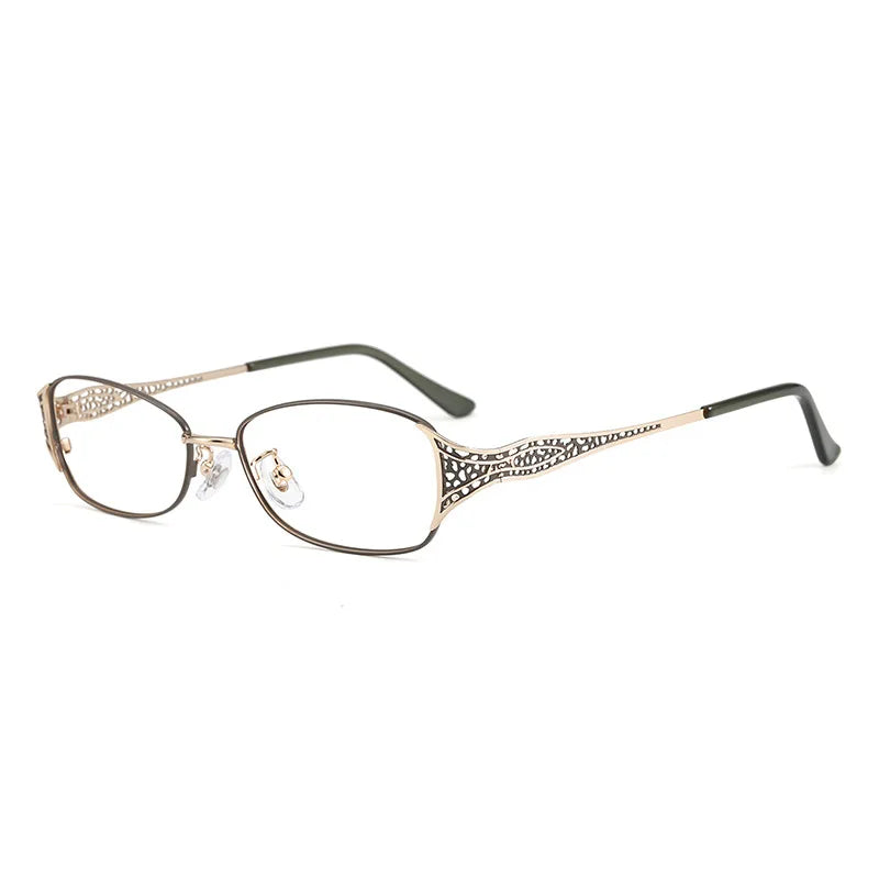 KatKani Women's Full Rim Oval Alloy Eyeglasses 6190 Semi Rim KatKani Eyeglasses Green Gold  