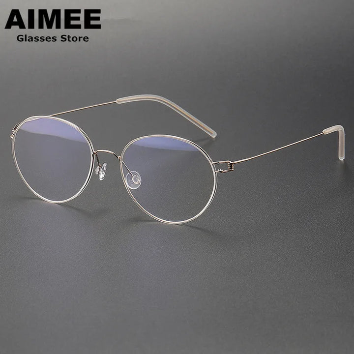 Aimee Unisex Full Rim Oval Round Screwless Titanium Eyeglasses 1318 Full Rim Aimee   