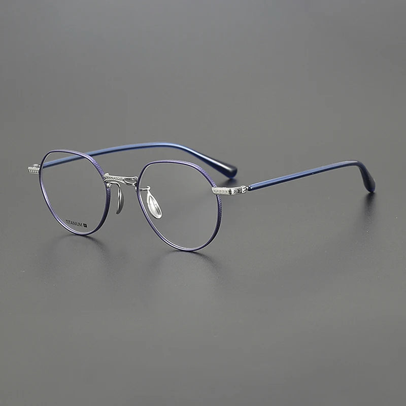 Nobler Unisex Full Rim Flat Top Round Titanium Eyeglasses N049 Full Rim Nobler C3  