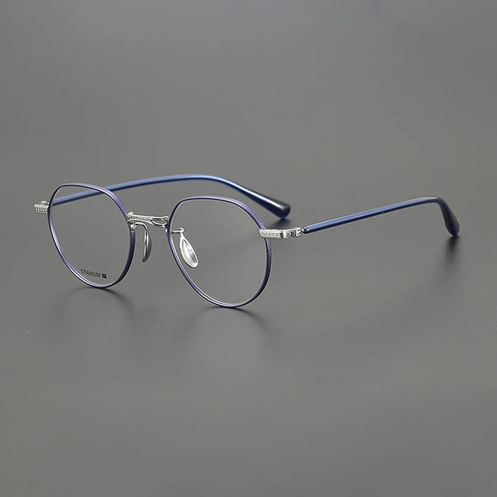 Nobler Unisex Full Rim Flat Top Round Titanium Eyeglasses N049 Full Rim Nobler C3  