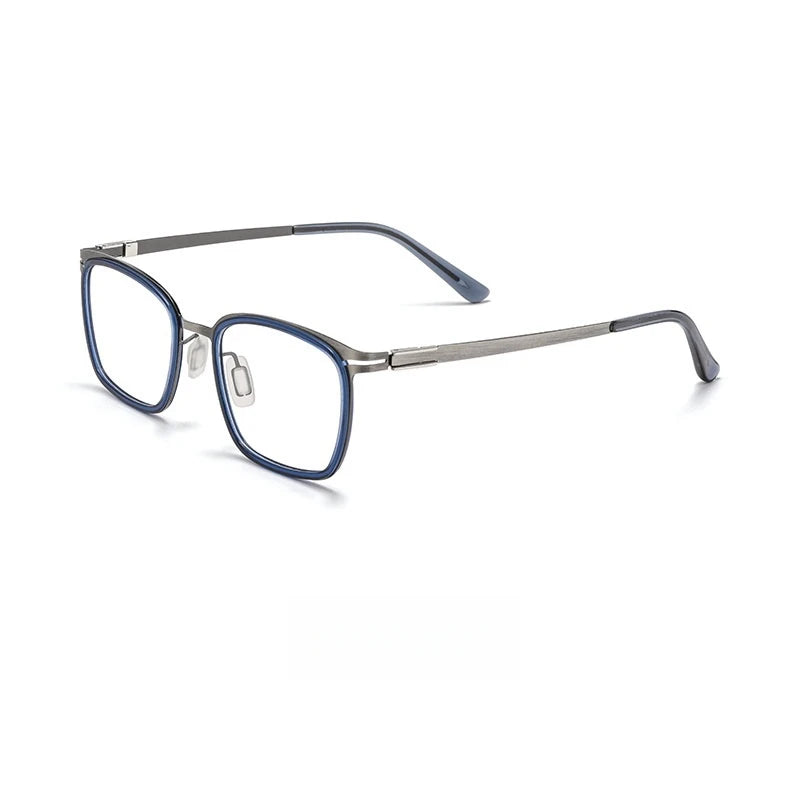 Yimaruili Unisex Full Rim Square Titanium Acetate Eyeglasses Y7910 Full Rim Yimaruili Eyeglasses Transparent Blue  