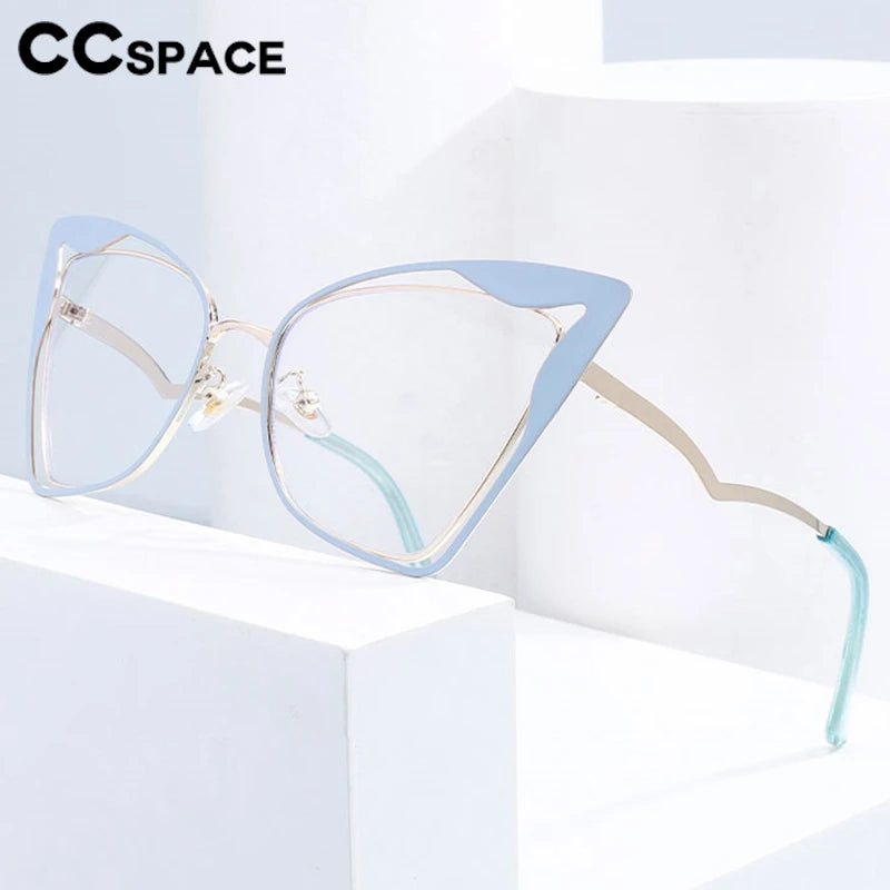 CCspace Women's Full Rim Oval Butterfly Alloy Eyeglasses 300867 Full Rim CCSpace   