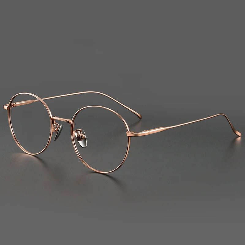 Muzz Unisex Full Rim Round Titanium Eyeglasses M6144 Full Rim Muzz Rose gold  