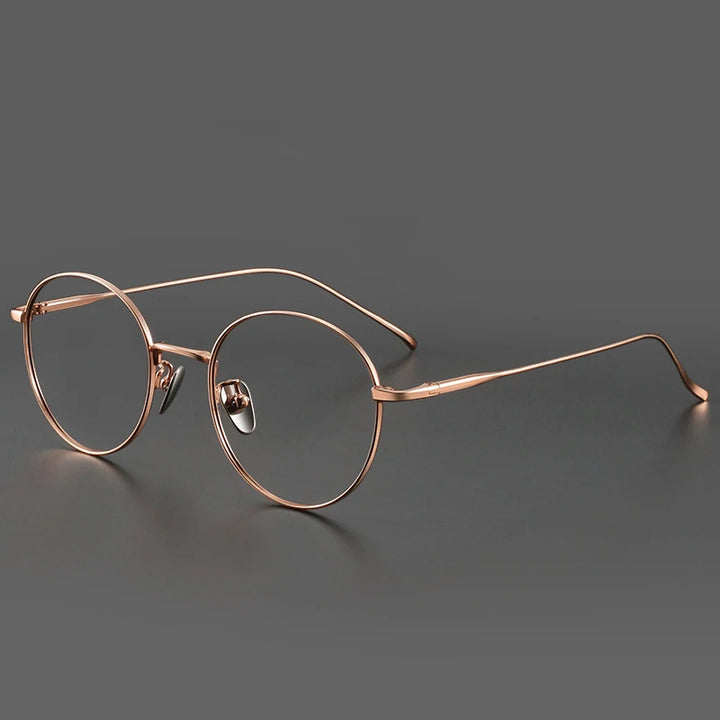 Muzz Unisex Full Rim Round Titanium Eyeglasses M6144 Full Rim Muzz Rose gold  