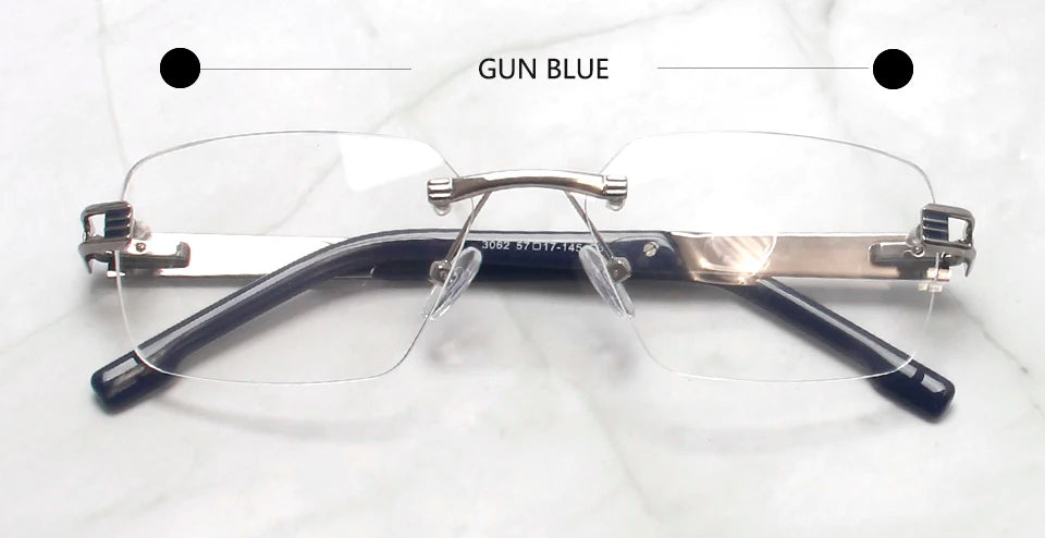 Esnbie Unisex Rimless Polygon Square Titanium Eyeglasses 243062