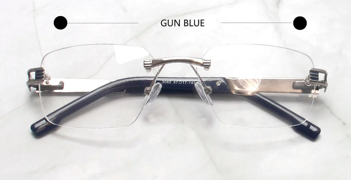 Esnbie Unisex Rimless Polygon Square Titanium Eyeglasses 243062