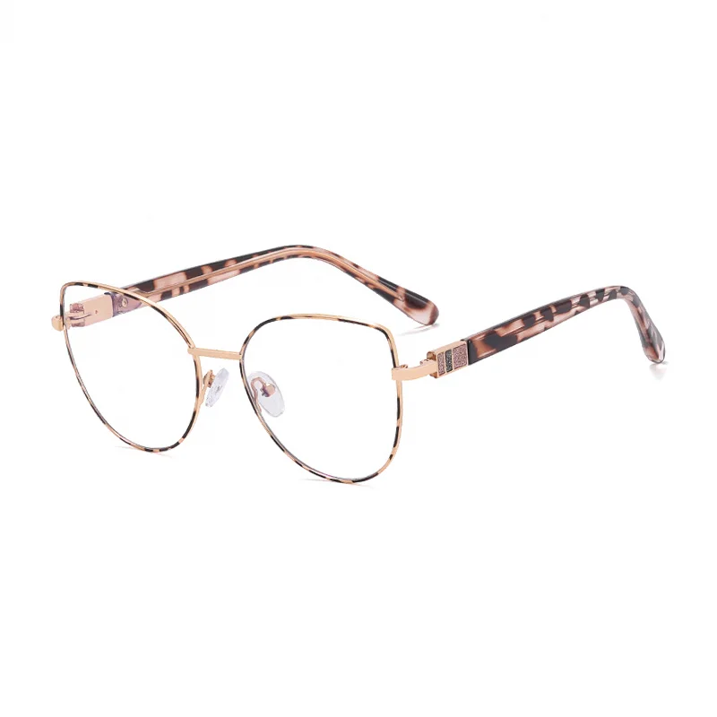 Ralferty Women's Full Rim Round Cat Eye Alloy Eyeglasses R82123 Full Rim Ralferty C3 Leopard CHINA 