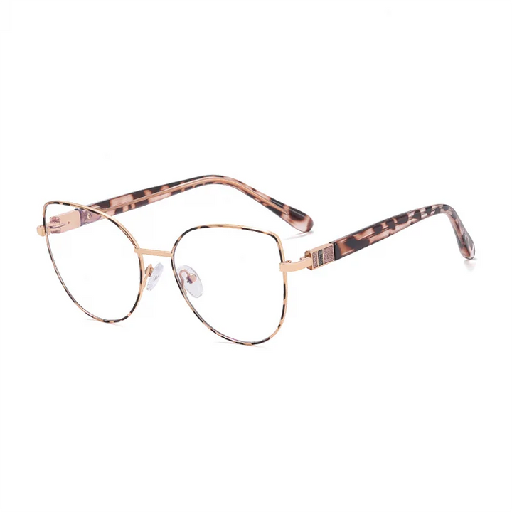 Ralferty Women's Full Rim Round Cat Eye Alloy Eyeglasses R82123 Full Rim Ralferty C3 Leopard CHINA 