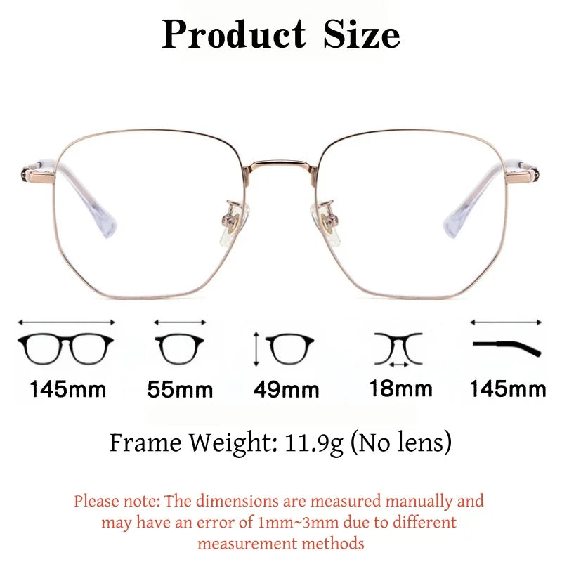 Yimaruili Unisex Full Rim Polygonal Pure Titanium Eyeglasses 122217 — view 2 | Yimaruili at FuzWeb