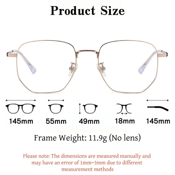 Yimaruili Unisex Full Rim Polygonal Pure Titanium Eyeglasses 122217 — view 2 | Yimaruili at FuzWeb