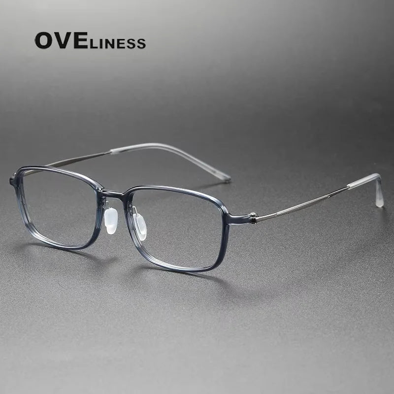 Oveliness Unisex Full Rim Square Acetate Titanium Eyeglasses 86324