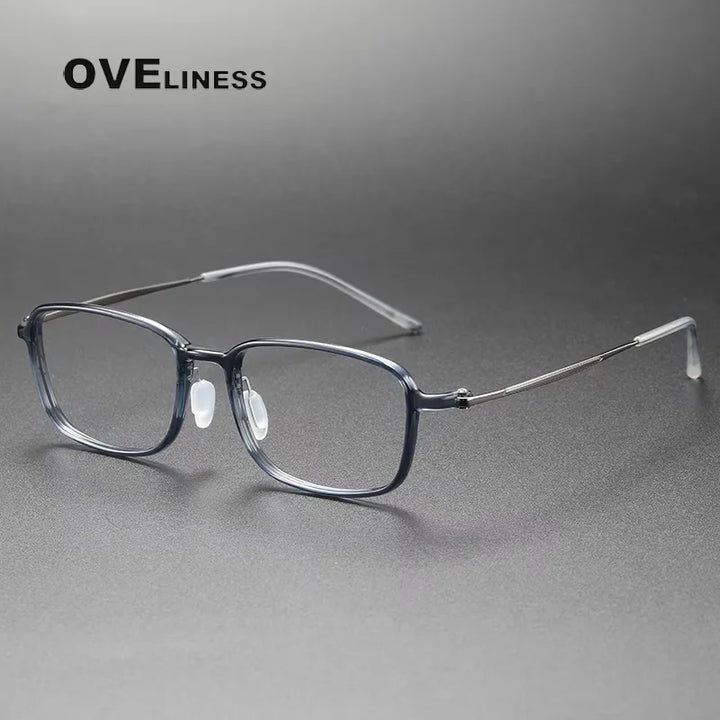 Oveliness Unisex Full Rim Square Acetate Titanium Eyeglasses 86324