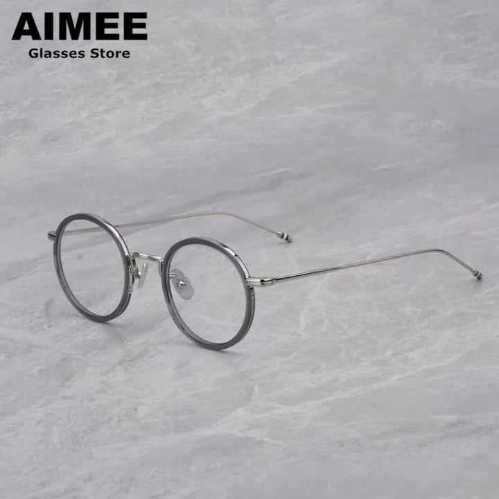 Aimee Unisex Full Rim Round Acetate Titanium Eyeglasses 541906