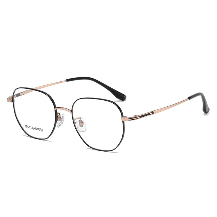 KatKani Unisex Full Rim Polygon Titnaium Alloy Eyeglasses 98447 Full Rim KatKani Eyeglasses   