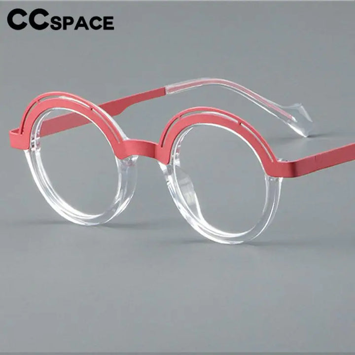 CCSpace Women's Full Rim Round Acetate Alloy Eyeglasses 57150 Full Rim CCspace   