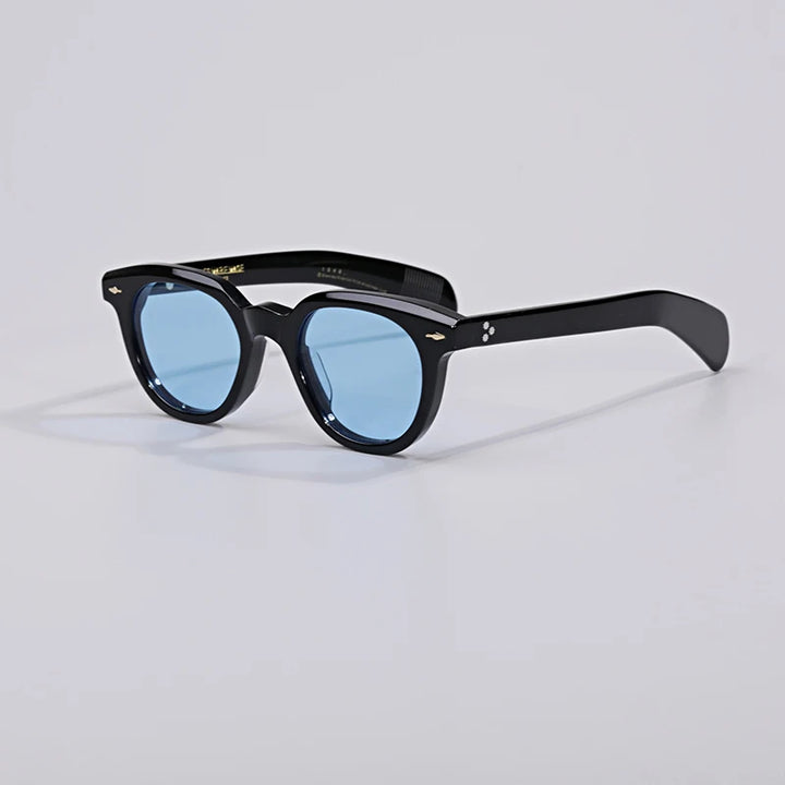 Hewei Unisex Full Rim Round Sunglasses 0033 Sunglasses Hewei blue-black as picture 