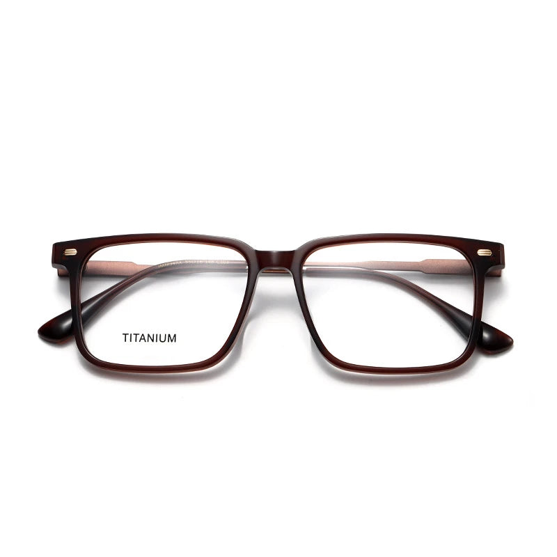 Aror Unisex Full Rim Square Acetate Titanium Eyeglasses 842194 Full Rim Aror Wine Red