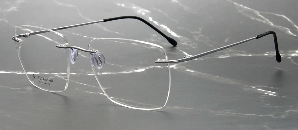 Esnbie Women's Rimless Polygon Square Titanium Eyeglasses 243208