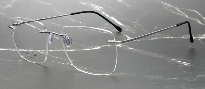Esnbie Women's Rimless Polygon Square Titanium Eyeglasses 243208