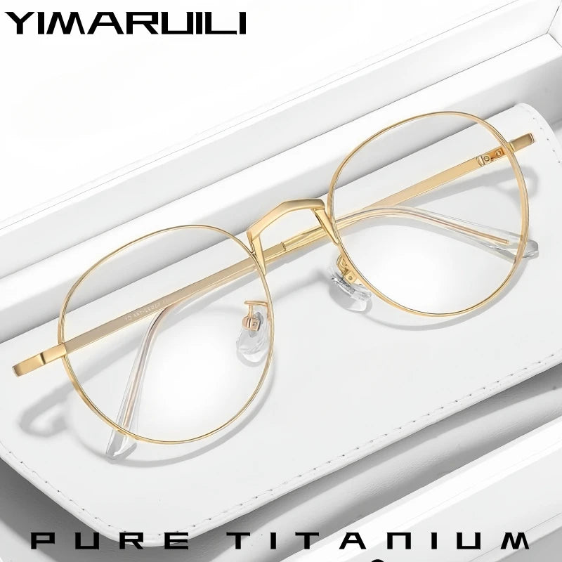 Yimaruili Unisex Full Rim Round Titanium Eyeglasses 30001