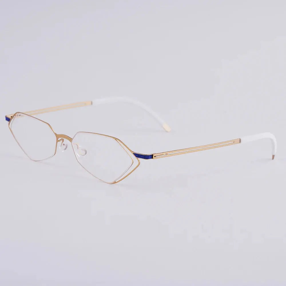 Bobbie 339014 Unisex 140mm Full Rim Polygon Oval Titanium Frames FuzWeb