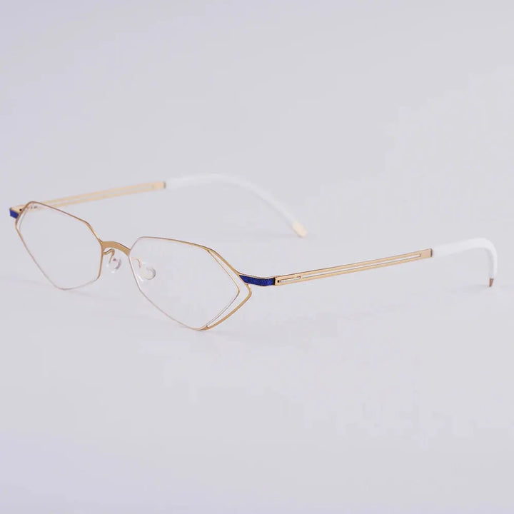 Bobbie 339014 Unisex 140mm Full Rim Polygon Oval Titanium Frames FuzWeb
