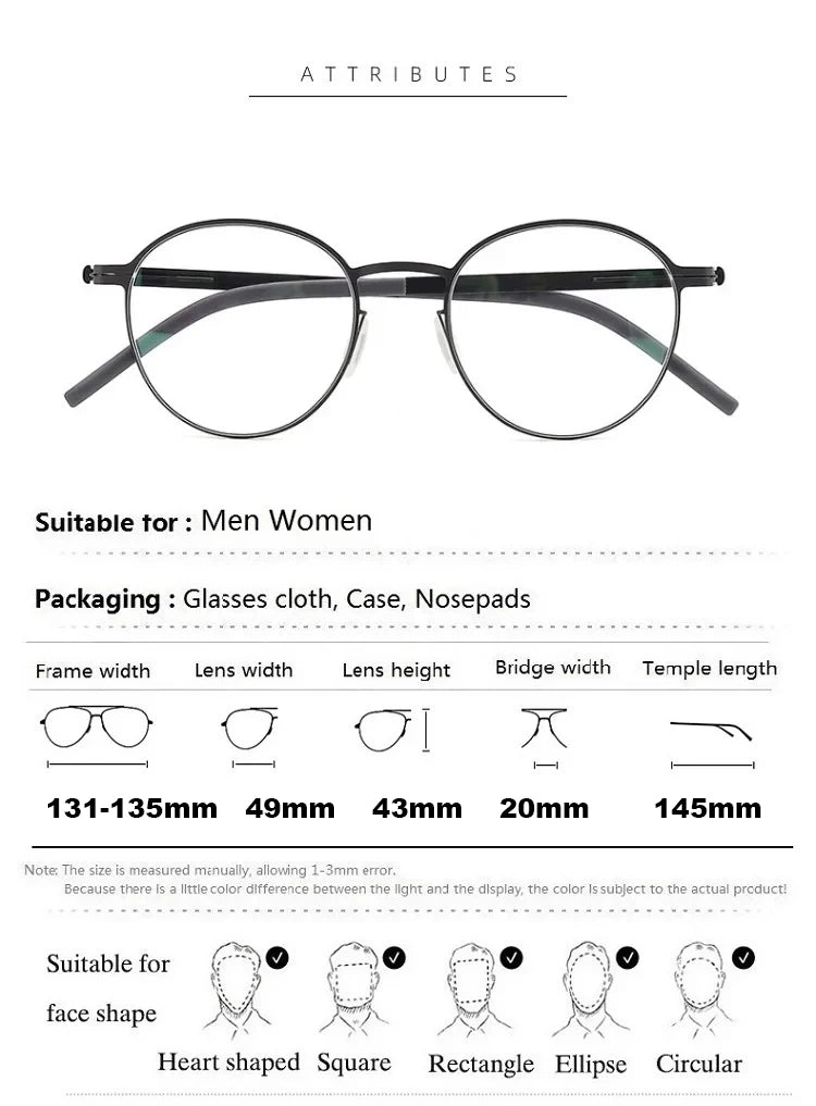 Aimee Women's Full Rim Round Square Screwless Steel Eyeglasses 202019