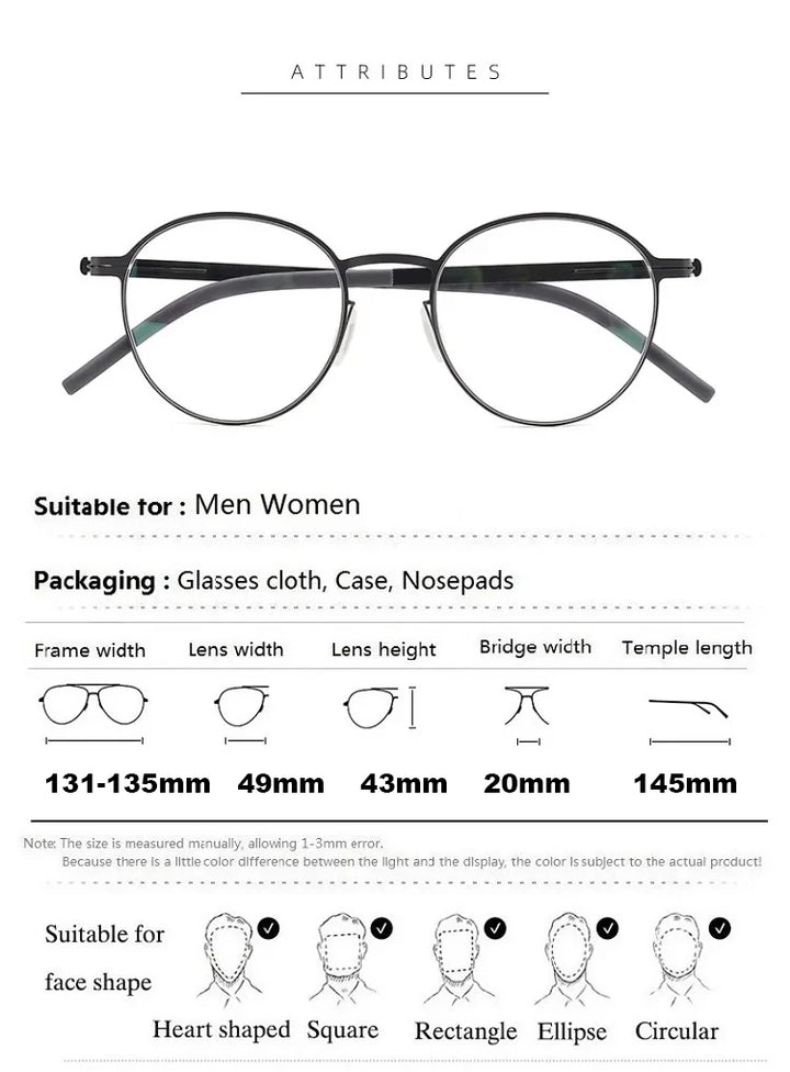 Aimee Women's Full Rim Round Square Screwless Steel Eyeglasses 202019