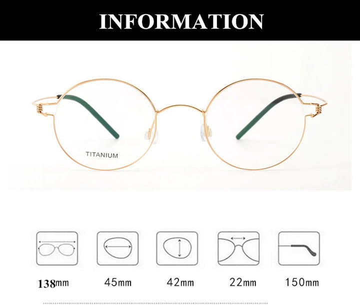 Black Mask Women's Full Rim Round Screwless Titanium Eyeglasses 76602